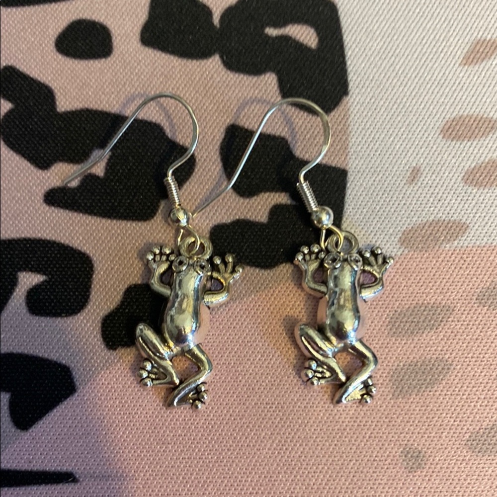 Silver Frog Earrings